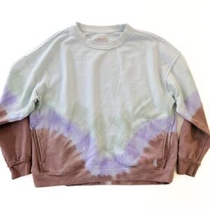 FP Movement Free People Sweatshirt Womens Small Blue Tie Dye Crewneck Pockets